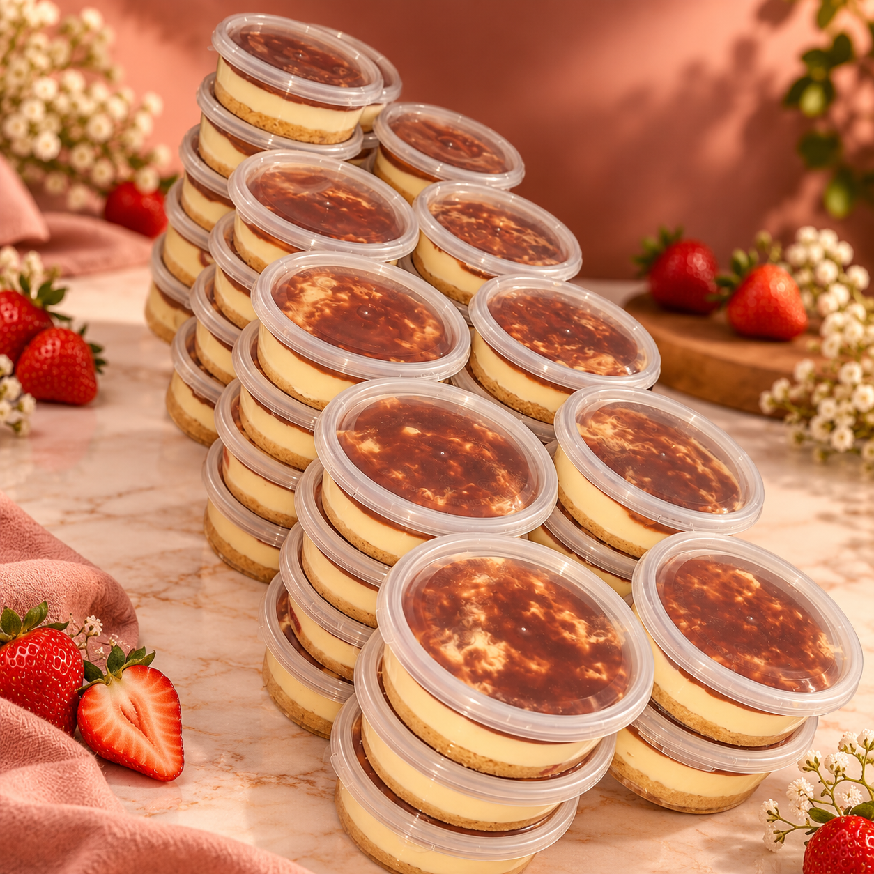 Cheesecake cups seen from above