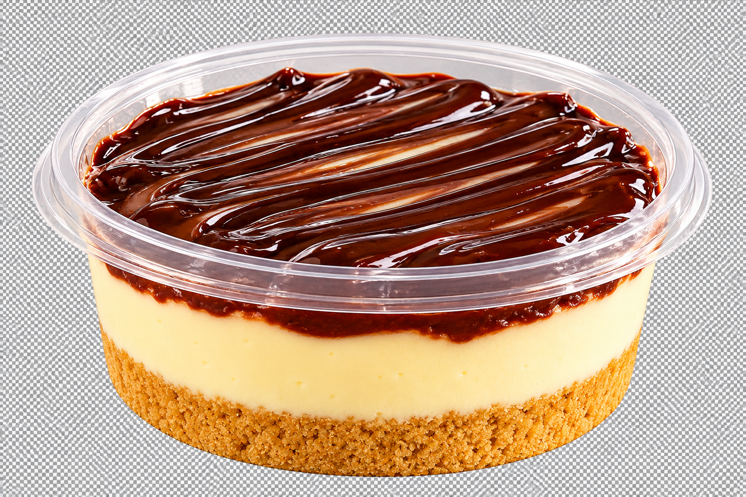 Chocolate Crush cheesecake cup with glossy chocolate topping